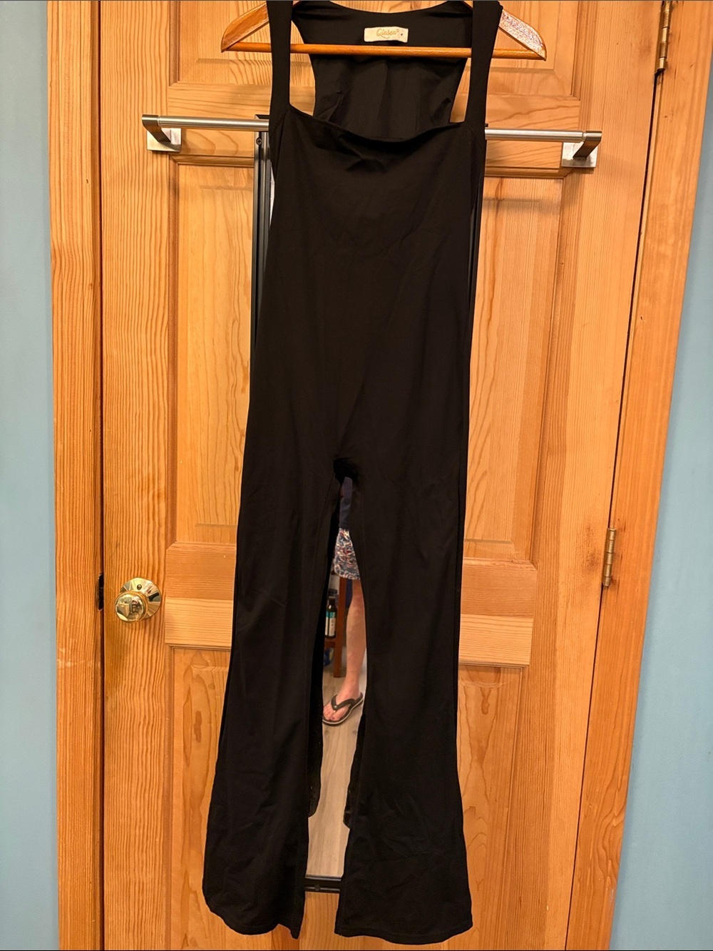 Retro Style Flare Leg Black Body Suit Sz S